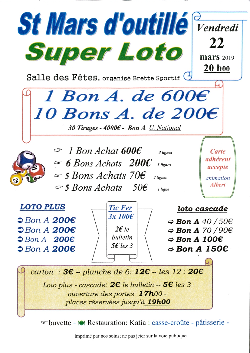 Loto Brette Sportif loto22 mars 2019